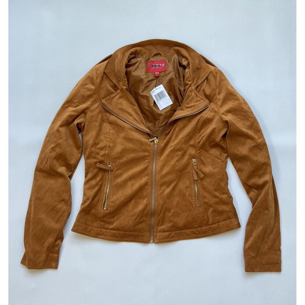 Guess Women’s Faux Suede Jacket In Camel Size L